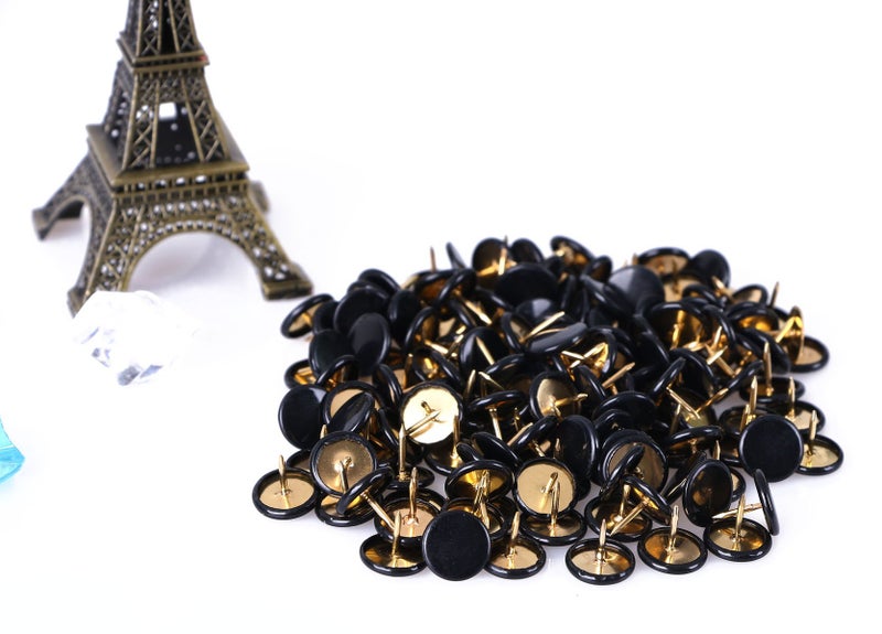 PTC Office 120PCS Steel Thumbtacks Drawing Pins Plastic Round Head Thumb Tacks 10mm/0.39 Inch Dia (Black) - Image 3